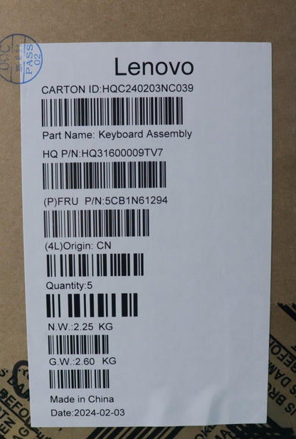 Lenovo Upper Case ASM_ENG H83DR LG STO GY 5CB1N61294