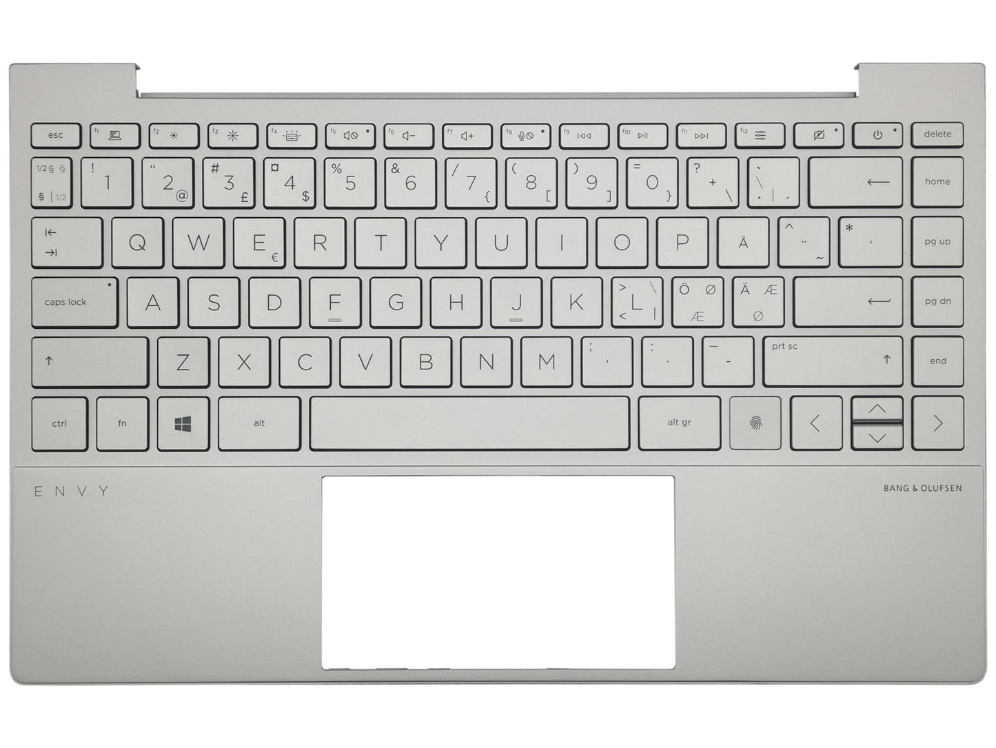 Genuine HP Envy 13-BA Palmrest Cover Keyboard Nordic Silver Backlit L96802-DH1