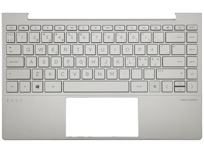 Genuine HP Envy 13-BA Palmrest Cover Keyboard Nordic Silver Backlit L96802-DH1