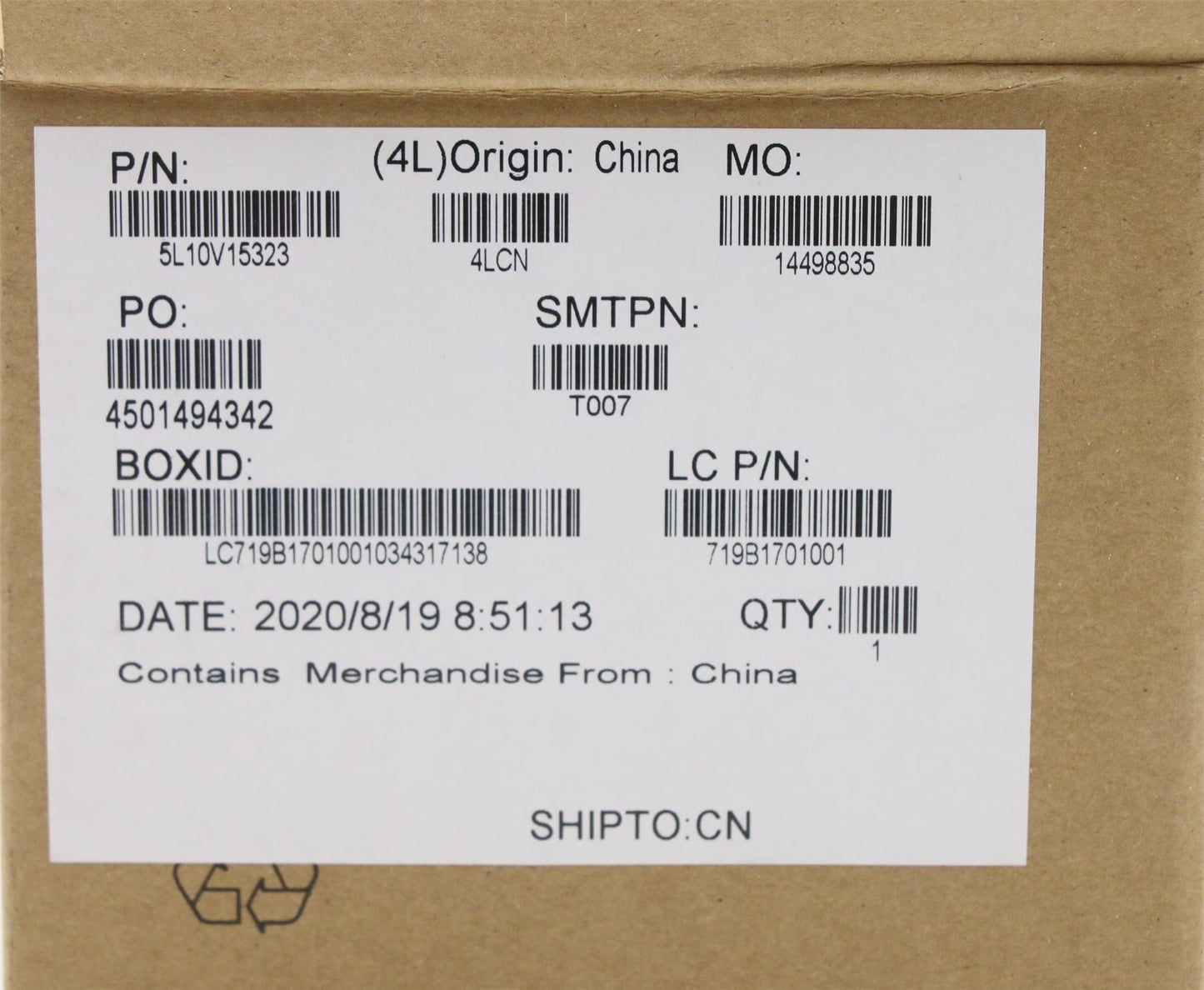 Lenovo 5L10V15323 LABEL FRU Lable kit for LCFC