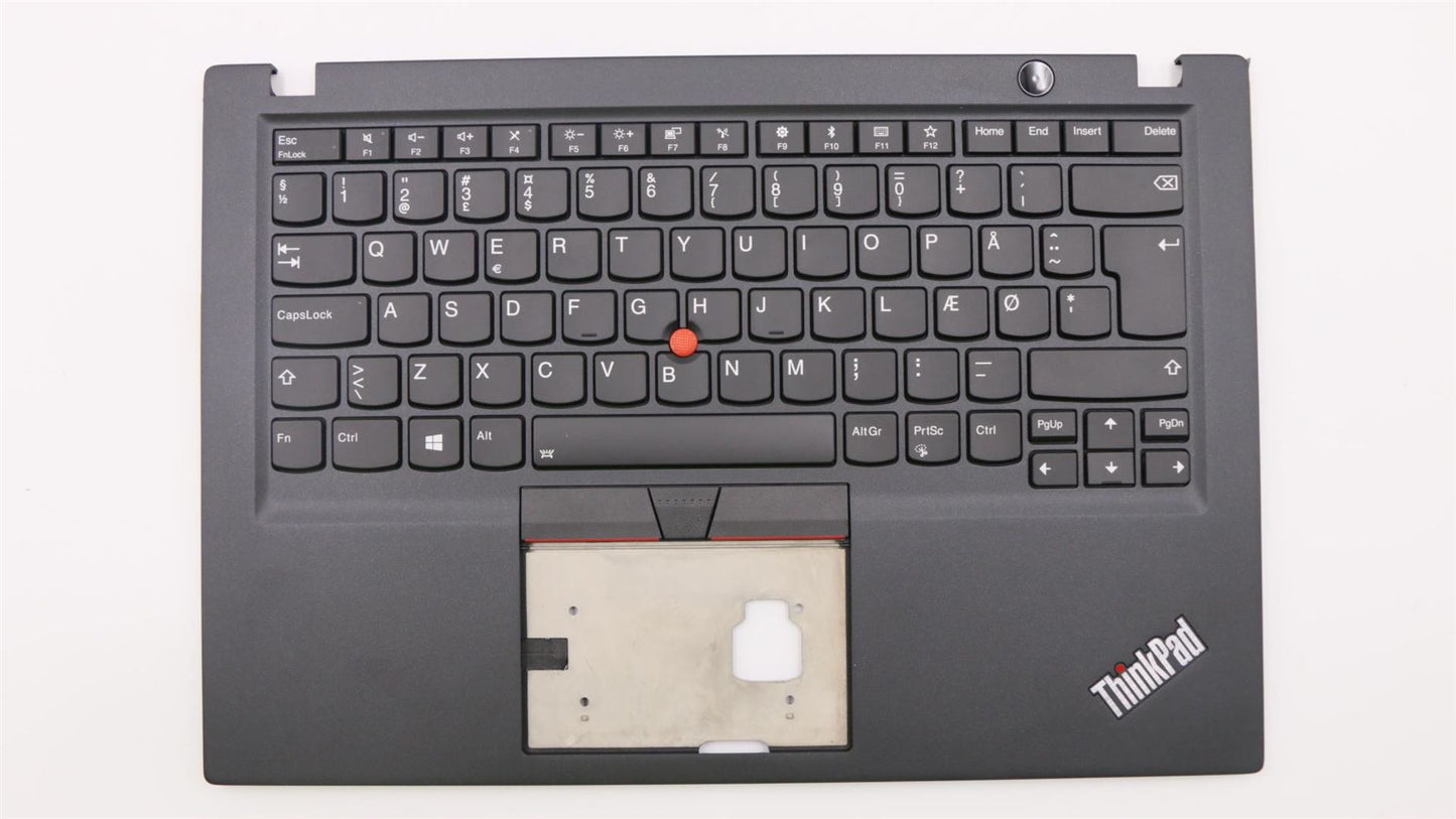 Lenovo ThinkPad T490s Keyboard Palmrest Top Cover Danish Black Backlit 02HM207