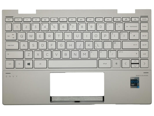 Genuine HP Envy 13-BD Palmrest Cover Keyboard UK Silver Backlit M82698-031