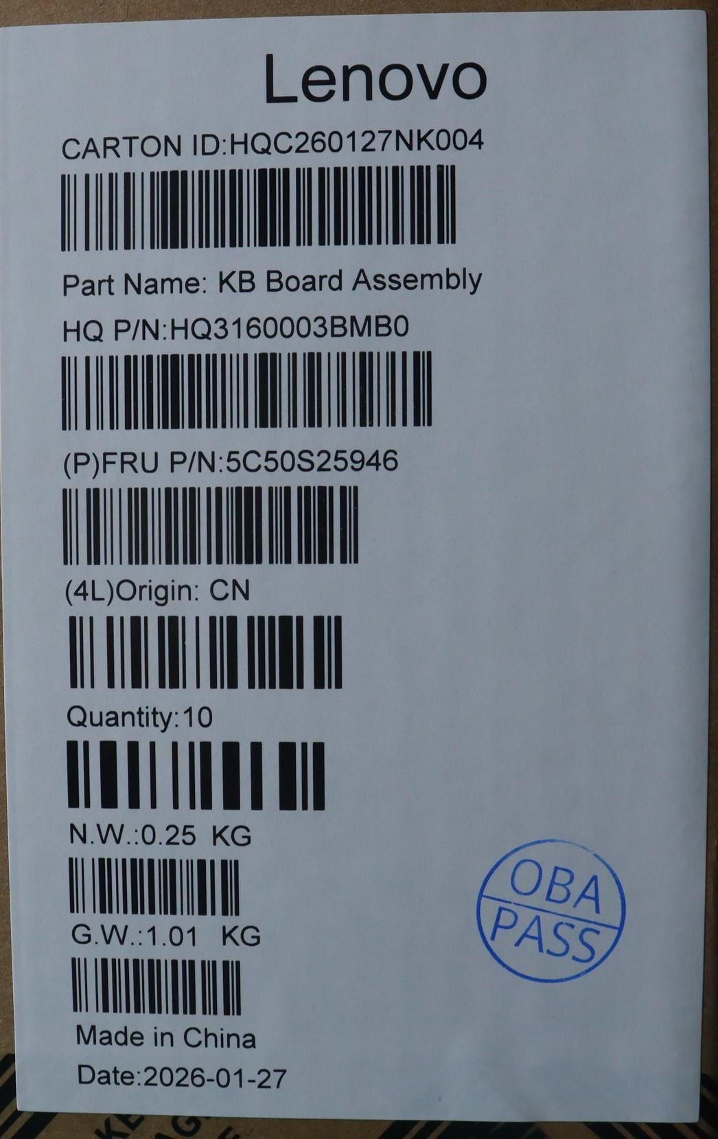 Lenovo CARDPOP PMIC Board_SS OLED_W/ PCB ADH Microphone LED Board 5C50S25946