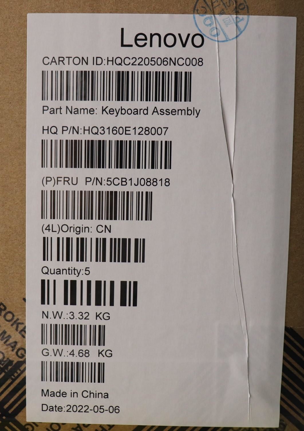Lenovo IdeaPad 5 16ARH7 Palmrest Cover Touchpad Keyboard US 5CB1J08818