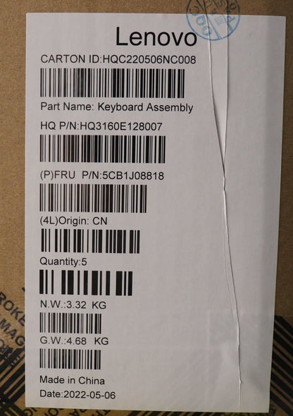 Lenovo IdeaPad 5 16ARH7 Palmrest Cover Touchpad Keyboard US 5CB1J08818