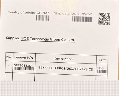Lenovo TB355 FPC&*26371-02478 CS FPC LCD Board 5F78C33317