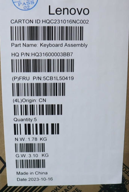 Lenovo Yoga 7 16ARP8 Palmrest Cover Touchpad Keyboard Spanish 5CB1L50419