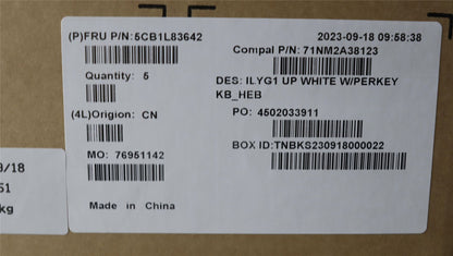 Lenovo Legion S7 16IRH8 Keyboard Palmrest Top Cover Hebrew White 5CB1L83642