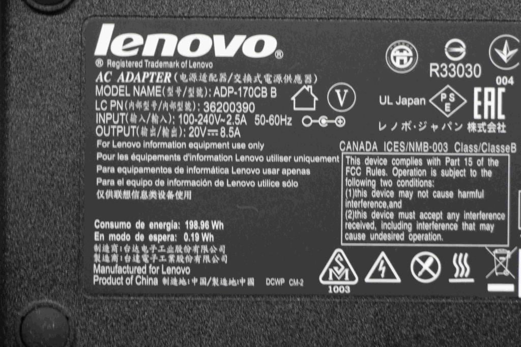 Lenovo DELTA ADP-170CB BB 170W AC Charger Adapter 36200390