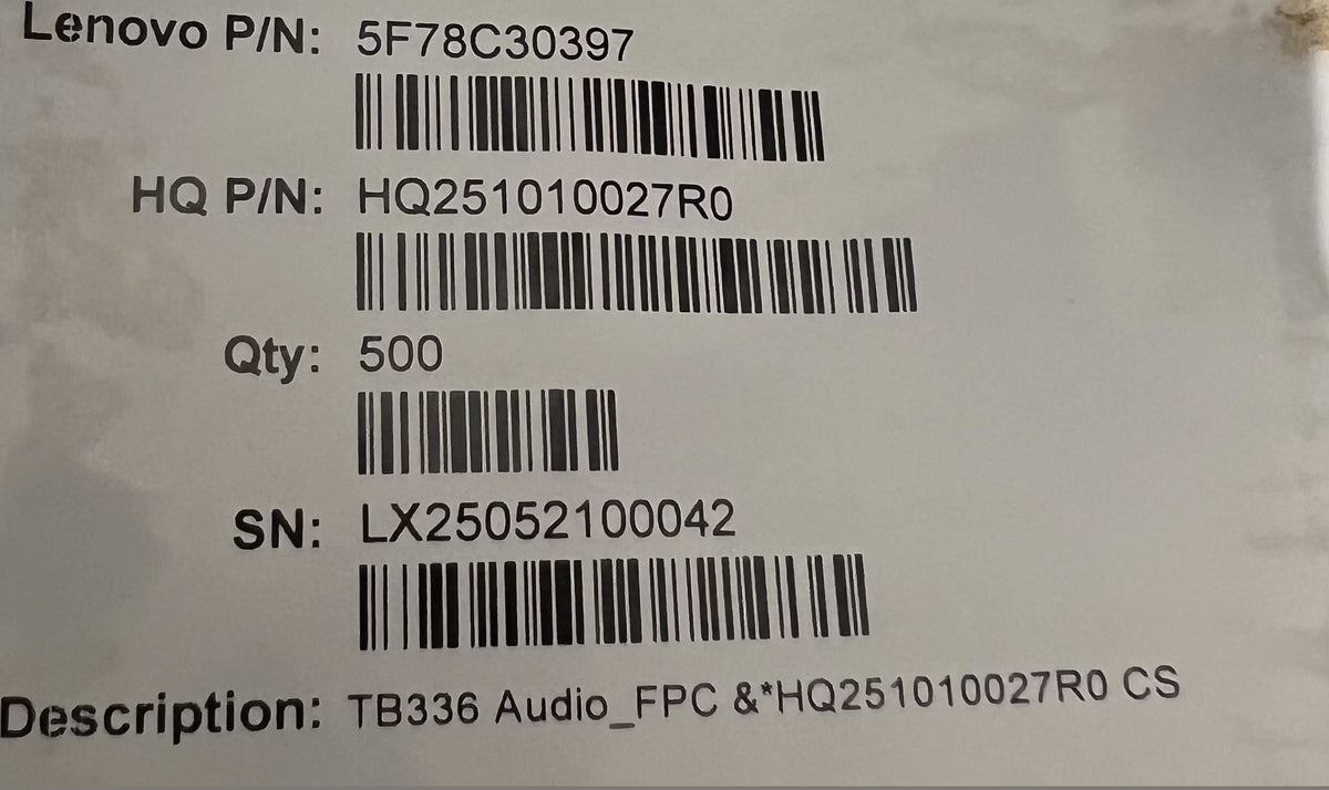 Lenovo TB336 Audio_FPC &*HQ251010027R0 CS Audio FPC Board 5F78C30397