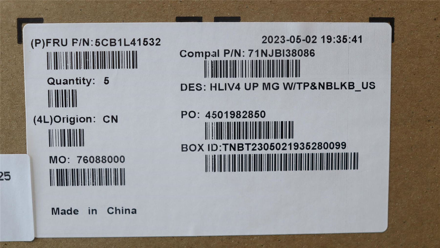 Lenovo ThinkBook 14 G5 IRL Palmrest Cover Touchpad Keyboard US Grey 5CB1L41532