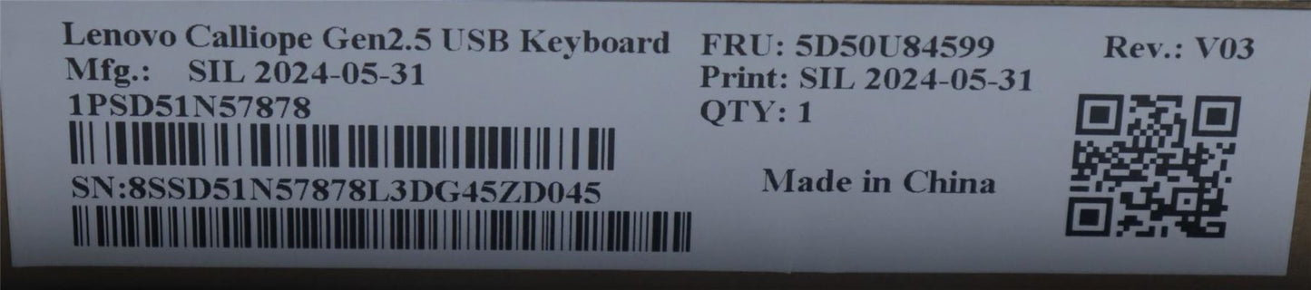 Lenovo DT_KYB Calliope USB G2.5 BK_SP 5D50U84599