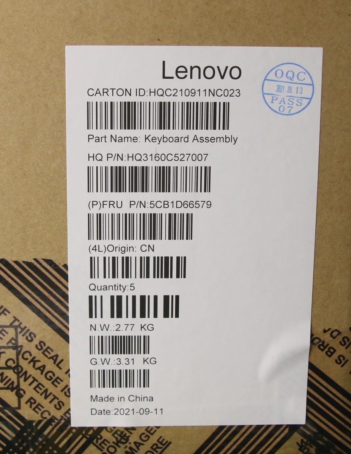 Lenovo ThinkBook 13x ITG Palmrest Cover Touchpad Keyboard Spanish 5CB1D66579
