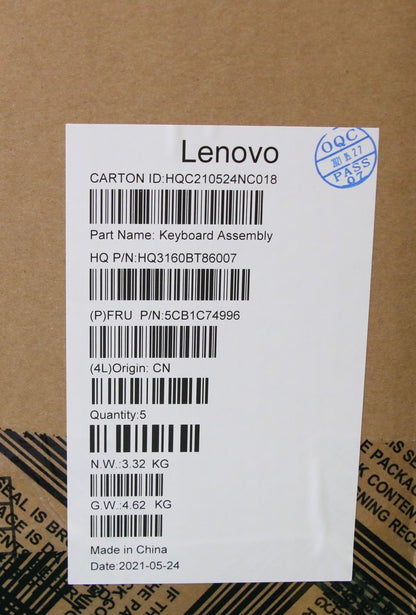 Lenovo Pro 5 Pro-16ACH6 Keyboard Palmrest Top Cover US Black 5CB1C74996