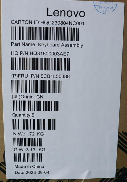 Lenovo Upper Case ASM_SWS H 83BS FP ARGY 5CB1L50388