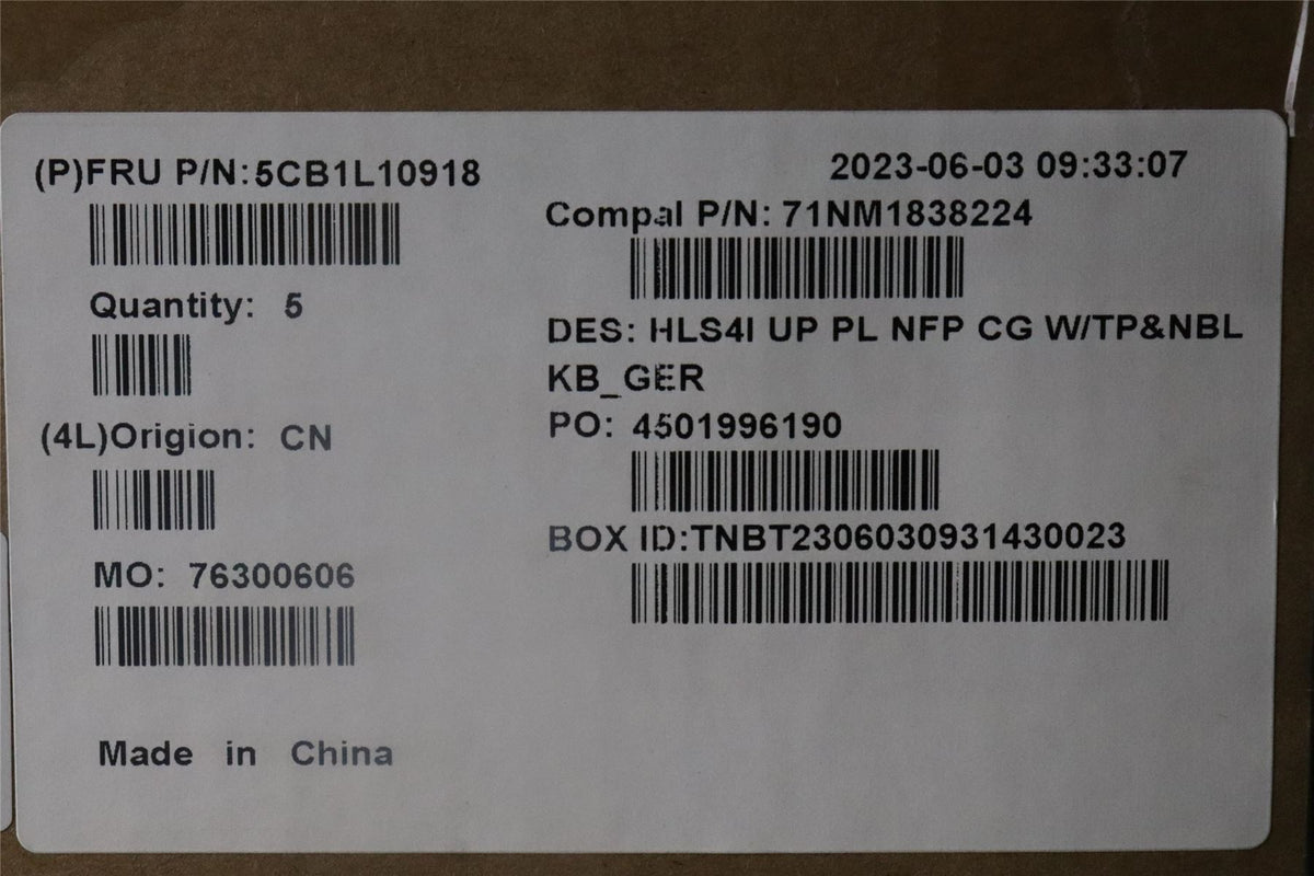 Lenovo UpperCase_GER C82XD NFP CG NBL PL 5CB1L10918