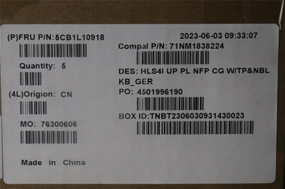 Lenovo UpperCase_GER C82XD NFP CG NBL PL 5CB1L10918
