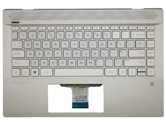 Genuine HP Pavilion 14-CE Palmrest Cover Keyboard UK Silver L19190-031