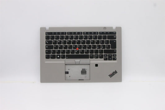 Lenovo ThinkPad T490s Keyboard Palmrest Top Cover Italian Silver Backlit 02HM363