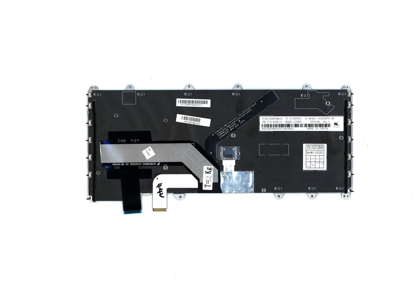Lenovo ThinkPad X380 Keyboard Hebrew Silver Backlit 01HX114