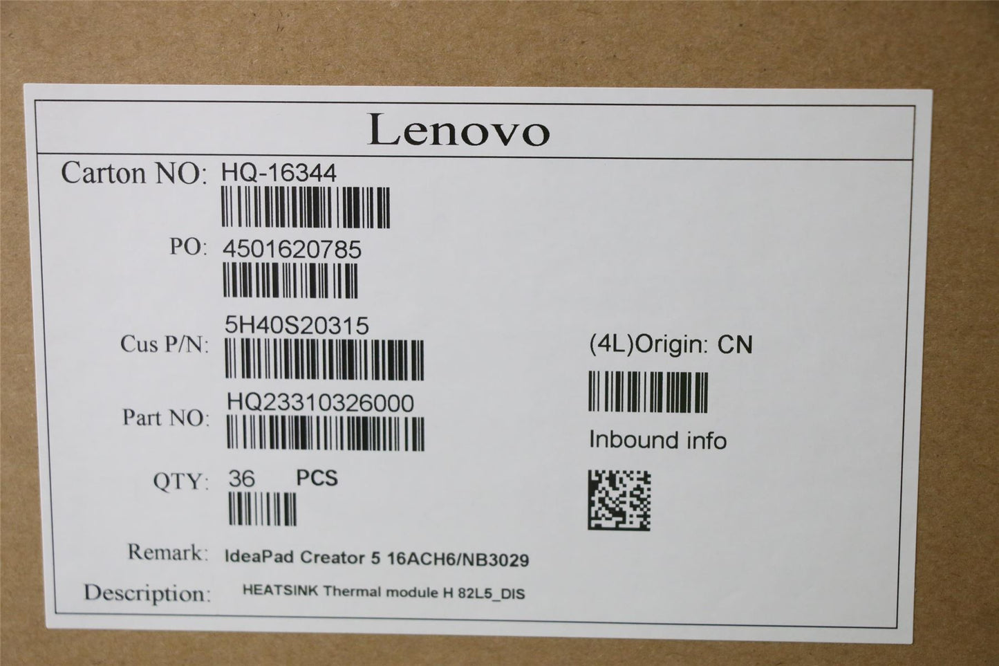 Lenovo Thermal module H 82L5_DIS 5H40S20315