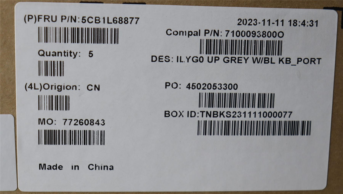 Lenovo Upper Case ASM_POR C 82Y4 BLWH 5CB1L68877