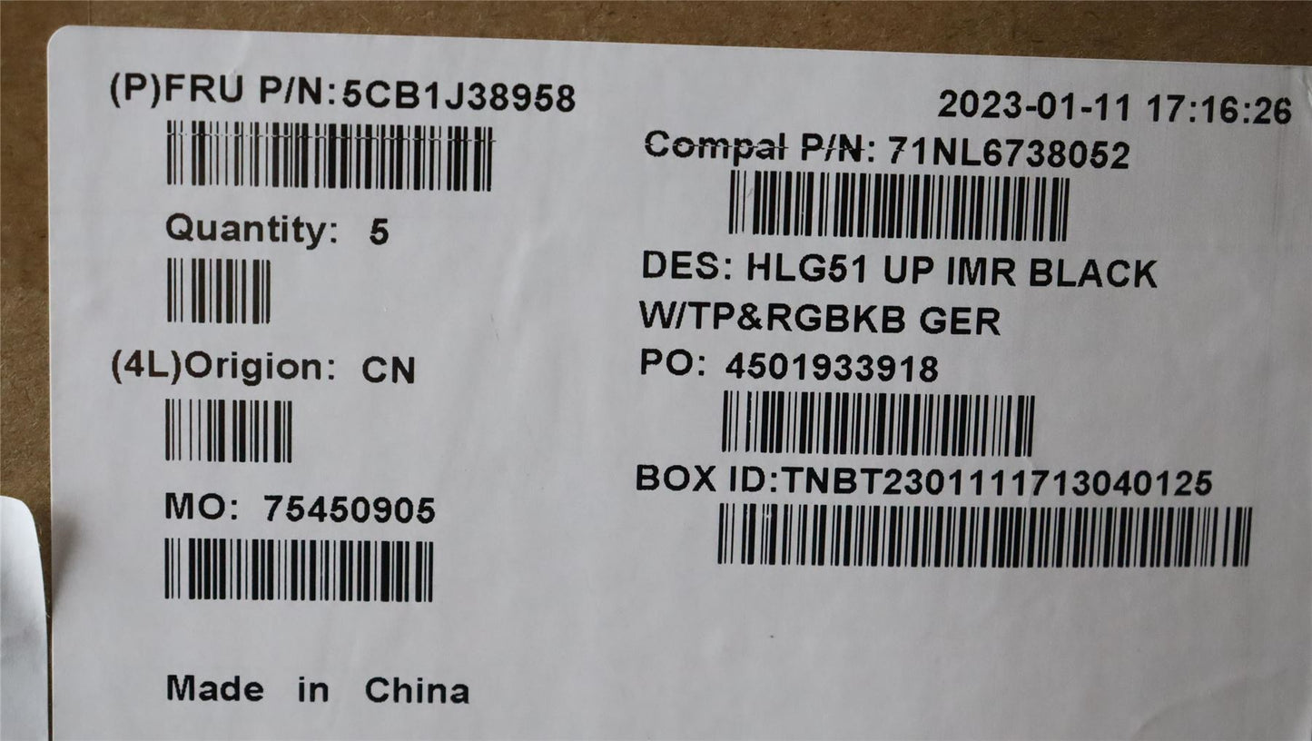Lenovo UpperCase ASM_GER C82SCRGB BLA 5CB1J38958