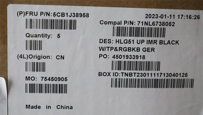 Lenovo UpperCase ASM_GER C82SCRGB BLA 5CB1J38958
