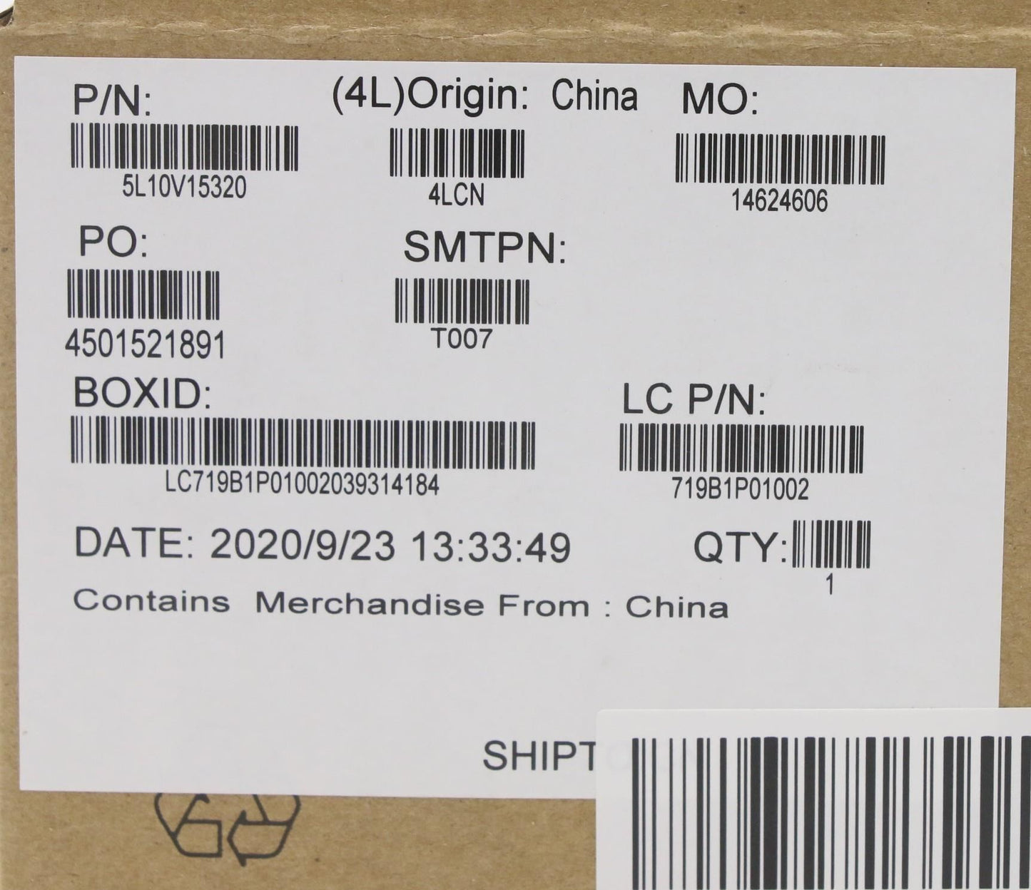 Lenovo 5L10V15320 LABEL FRU Label kit