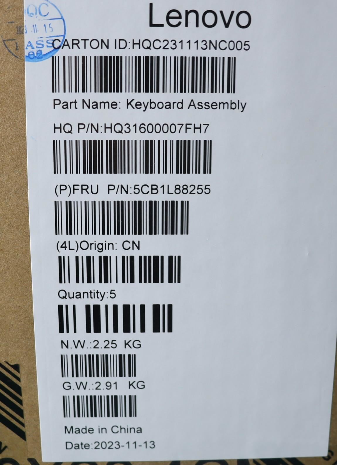 Lenovo Yoga 6 14IRH8 Palmrest Cover Touchpad Keyboard UK Mineral Grey 5CB1L88255