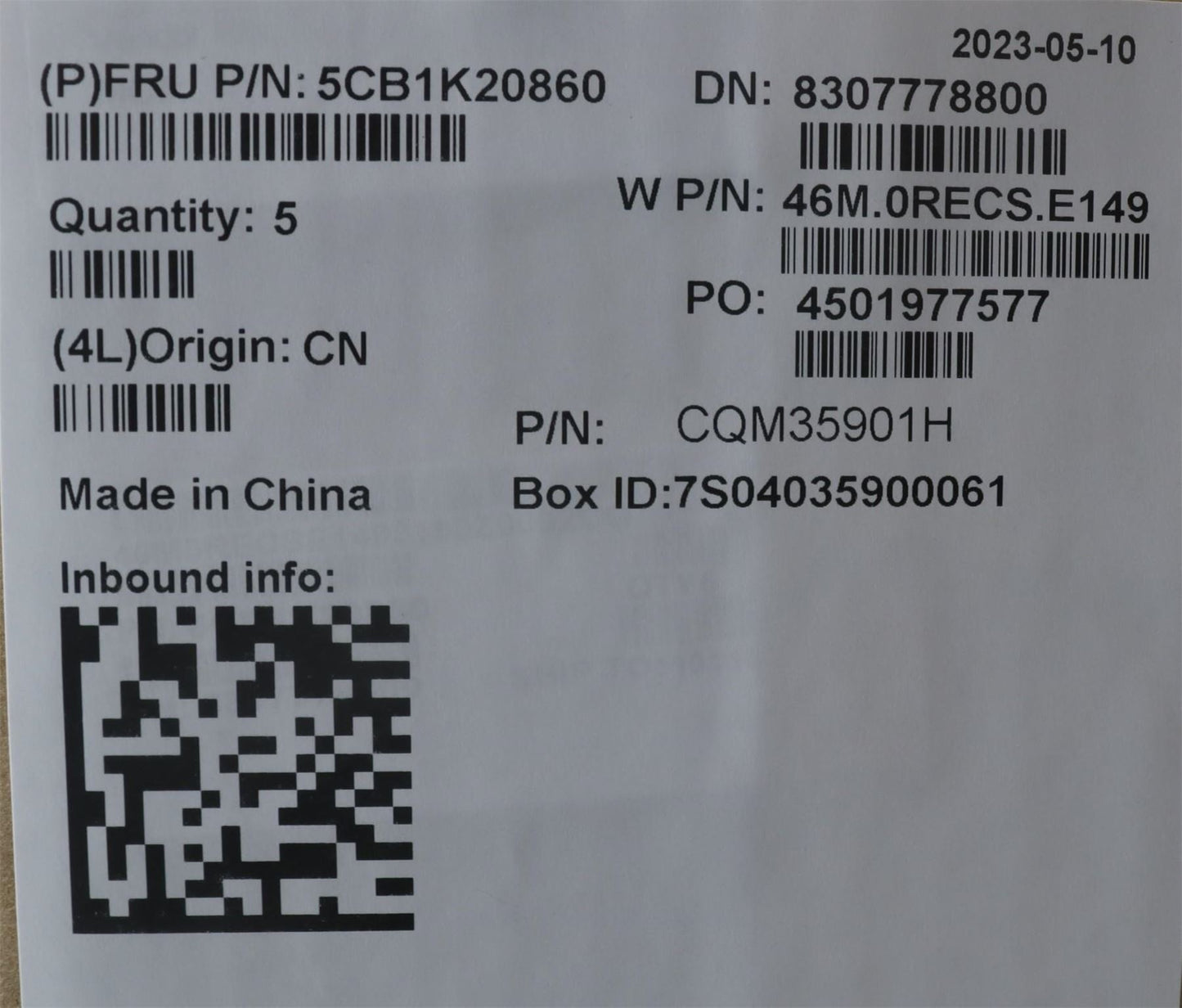 Lenovo Upper Case ASM_FRA W82XX SB BL 5CB1K20860