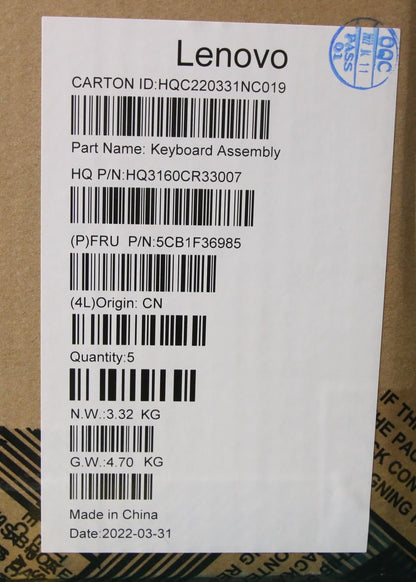Lenovo Upper Case ASM_POR H 82QQ SG_UMA 5CB1F36985
