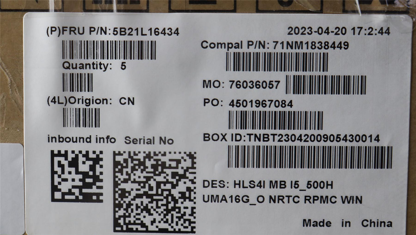 Lenovo IdeaPad 5 14IRL8 Motherboard Mainboard UMA INTELI513500H 16G 5B21L16434