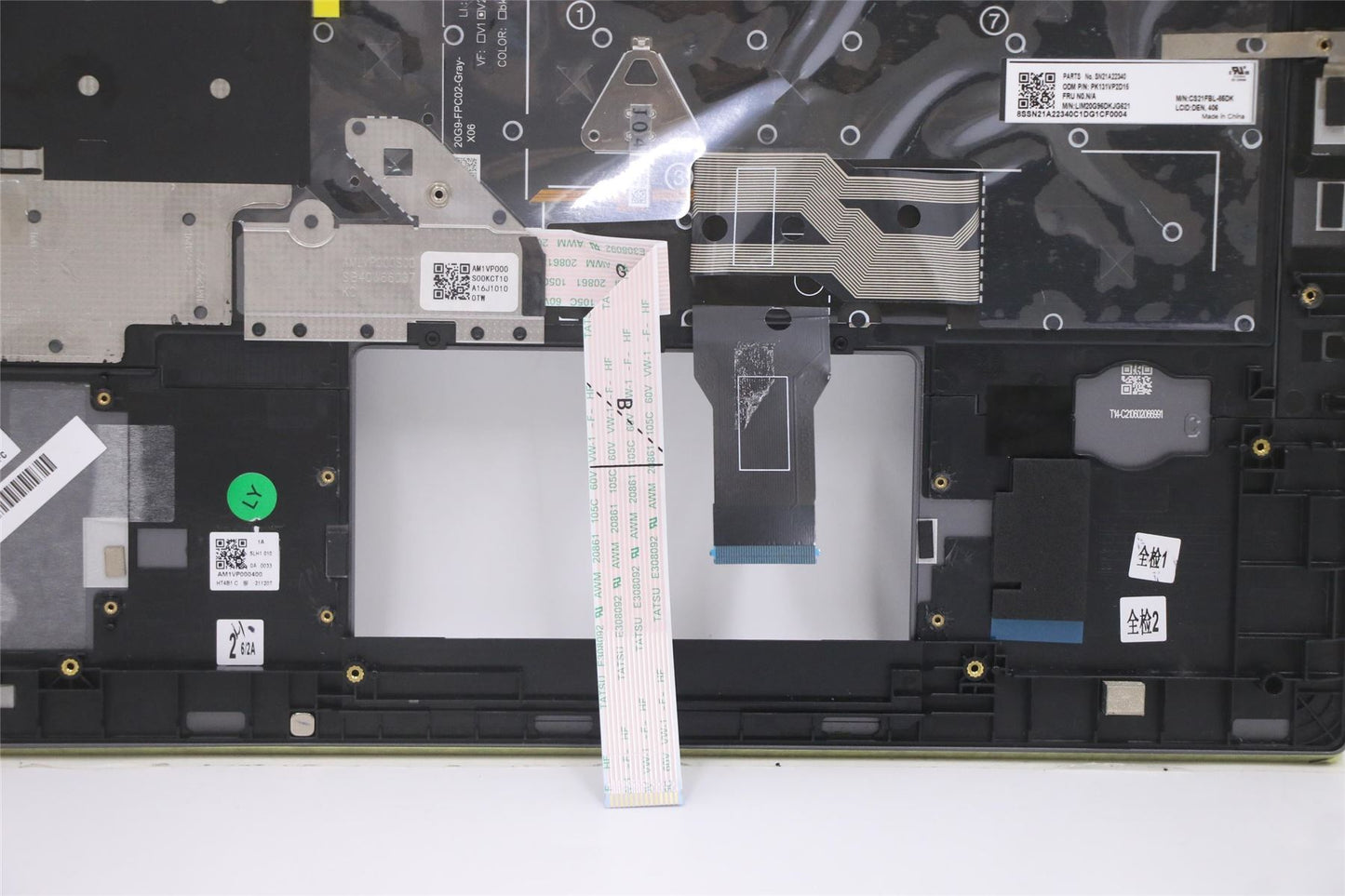 Lenovo ThinkPad T14s Gen 2 Keyboard Palmrest Top Cover Danish Grey 5M11A37824