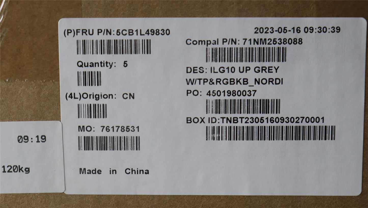 Lenovo Upper Case ASM_NORDIC C 82XV RGB 5CB1L49830