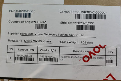 Lenovo TB301FU 4G+64G MB_GB&*26373-00193 CS 5B28C23508