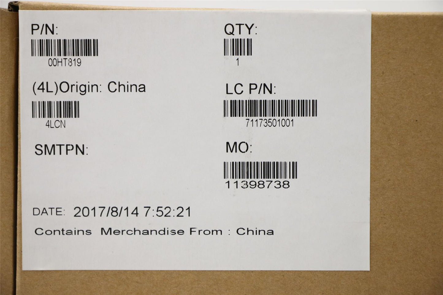 Lenovo 00HT819 FRU I/O bracket