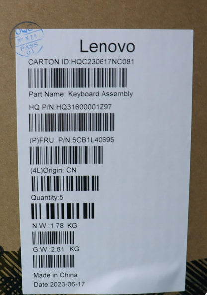 Lenovo Upper Case ASM_POR H 82Y7 TT NPS 5CB1L40695