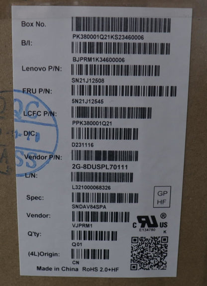 Lenovo NDA-V KBD,LBL-1,PMX,SPA 5N21J12545