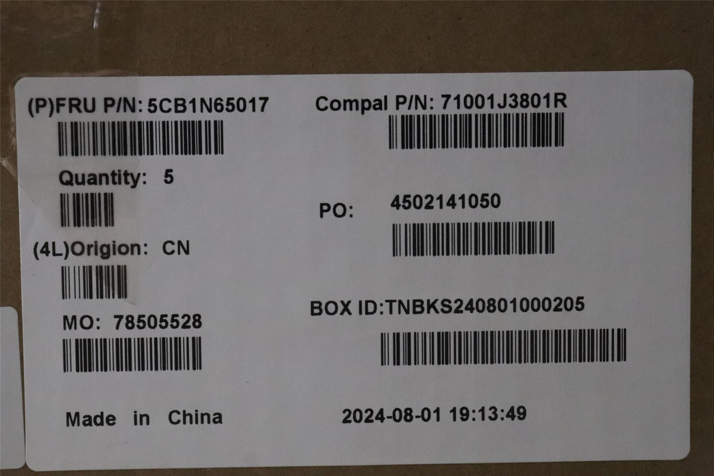 Lenovo UpperCase_POR C 83G1 CG FP BL 5CB1N65017