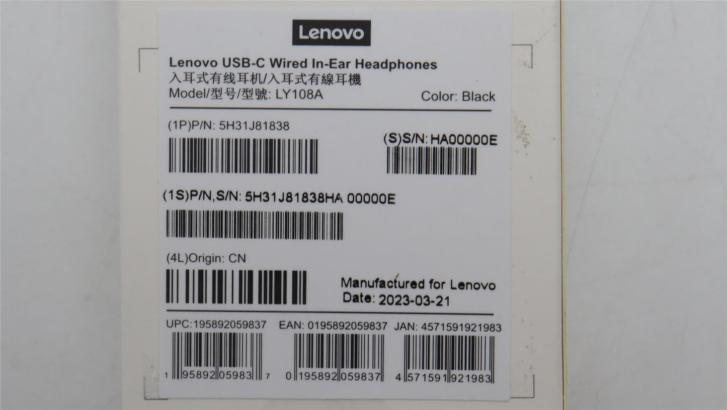 Lenovo L_USB-C Wired Headphone 5H31J81838