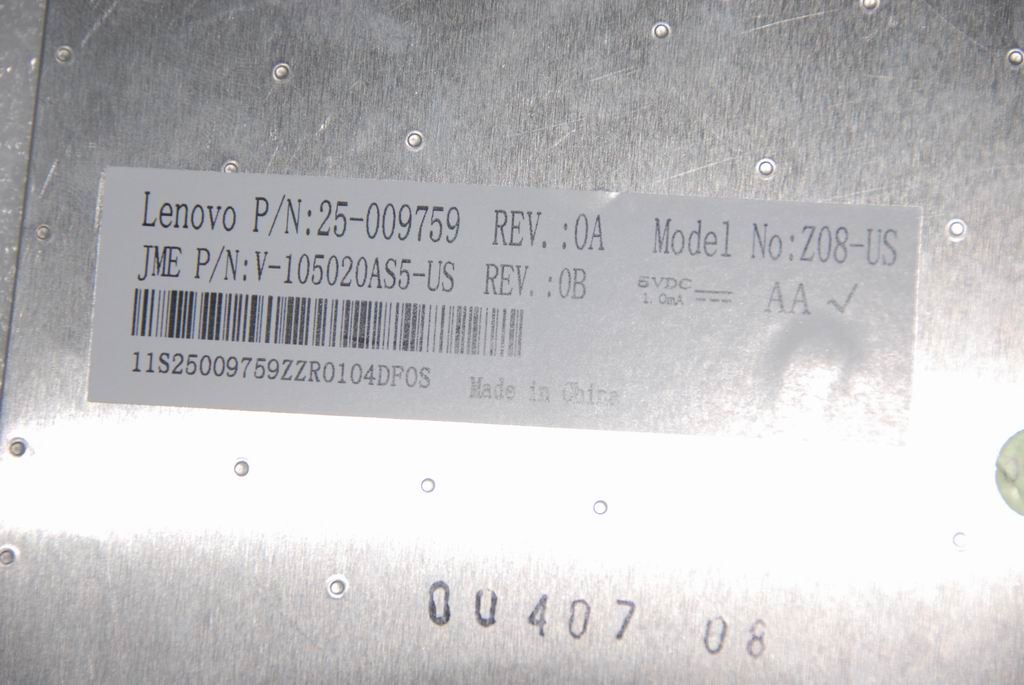 Lenovo JME A4WL 84KEY BLA WATERROOF KBD US English Keyboard 25009759