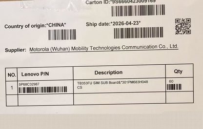 Lenovo TB353FU SIM SUB Board&*301PM683H048 CS Board 5P68C32987