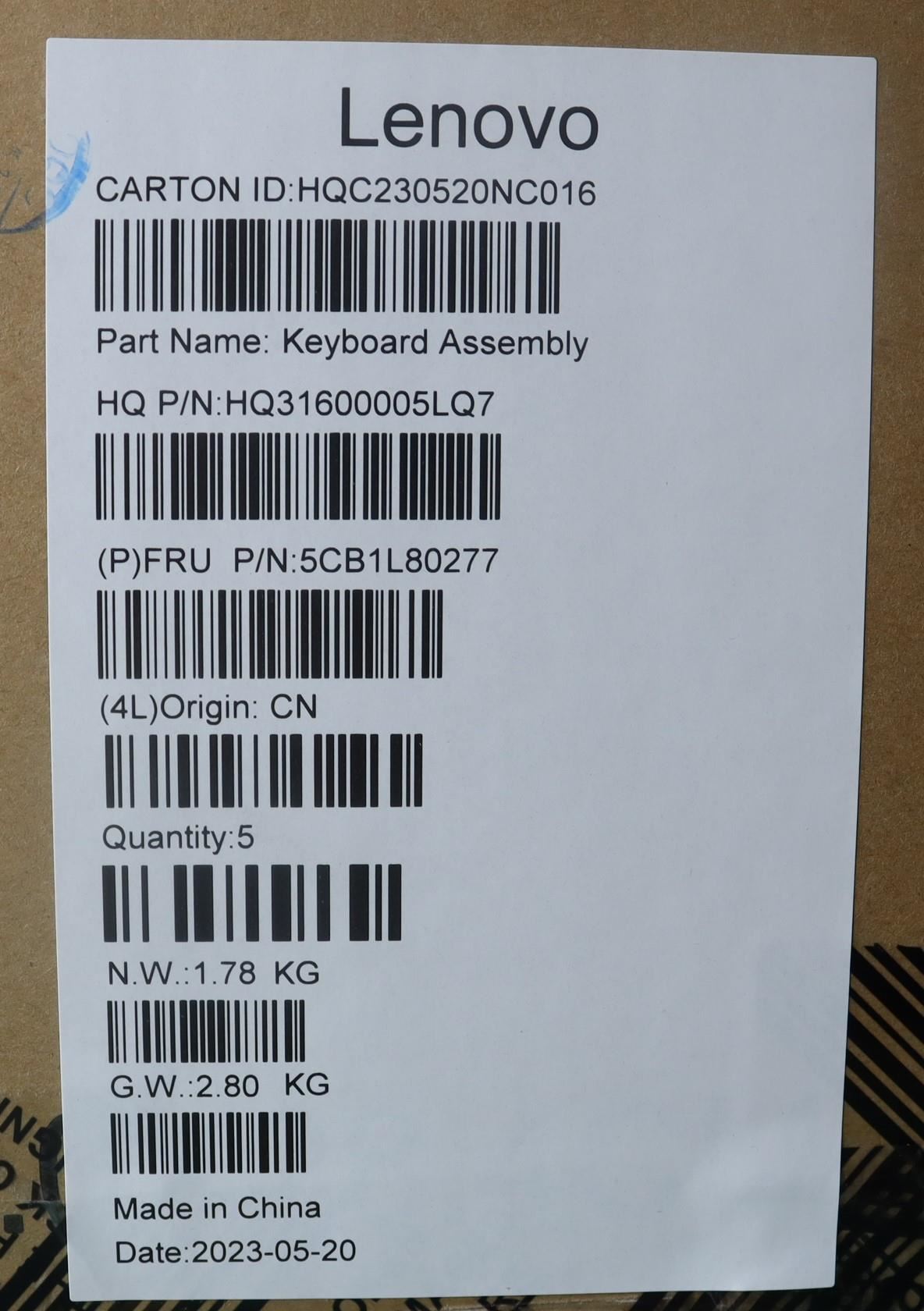 Lenovo Yoga 7 14APH8 Palmrest Cover Touchpad Keyboard US Euro 5CB1L80277