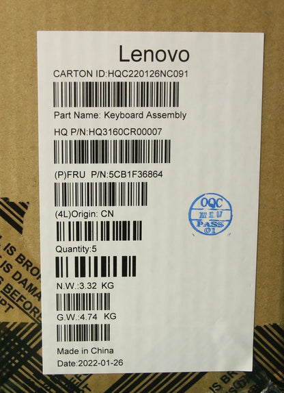 Lenovo IdeaPad 7 16ACH6 Palmrest Cover Touchpad Keyboard Portuguese 5CB1F36864