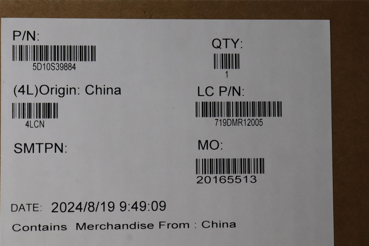 Lenovo LCD MODULE L 82T5 2.4T LCD AUO 5D10S39884
