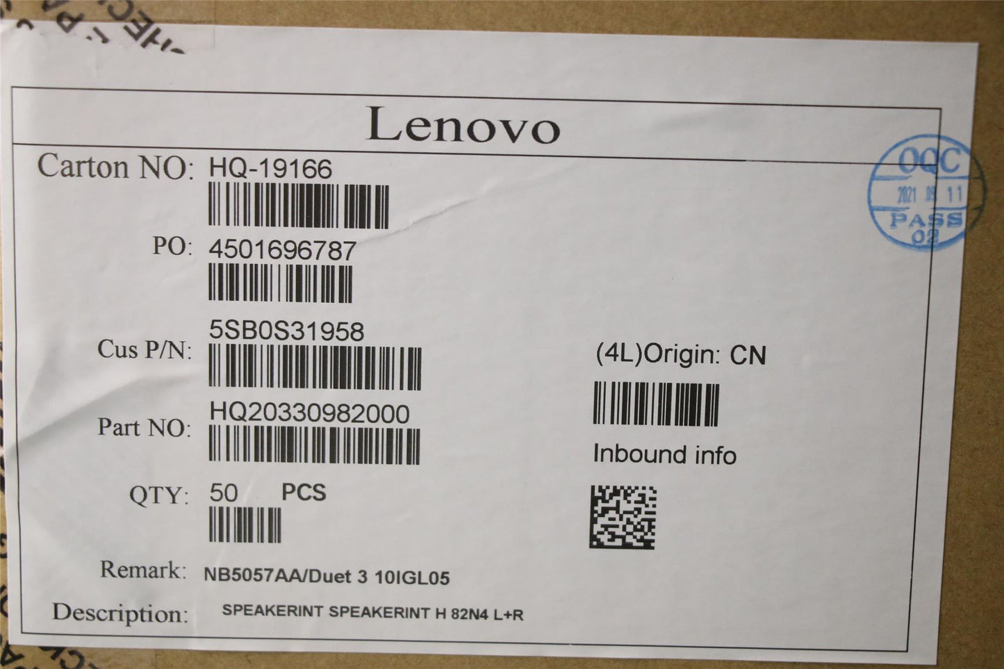 Lenovo IdeaPad 3 15IJL6 Speaker Speakers 5SB0S31958