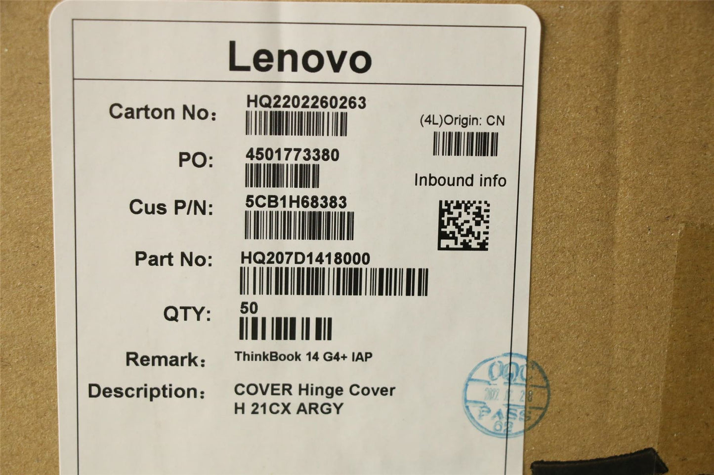 Lenovo ThinkBook 14 G4+ IAP 14 G4+ ARA Hinge Cap Strip Trim Cover 5CB1H68383