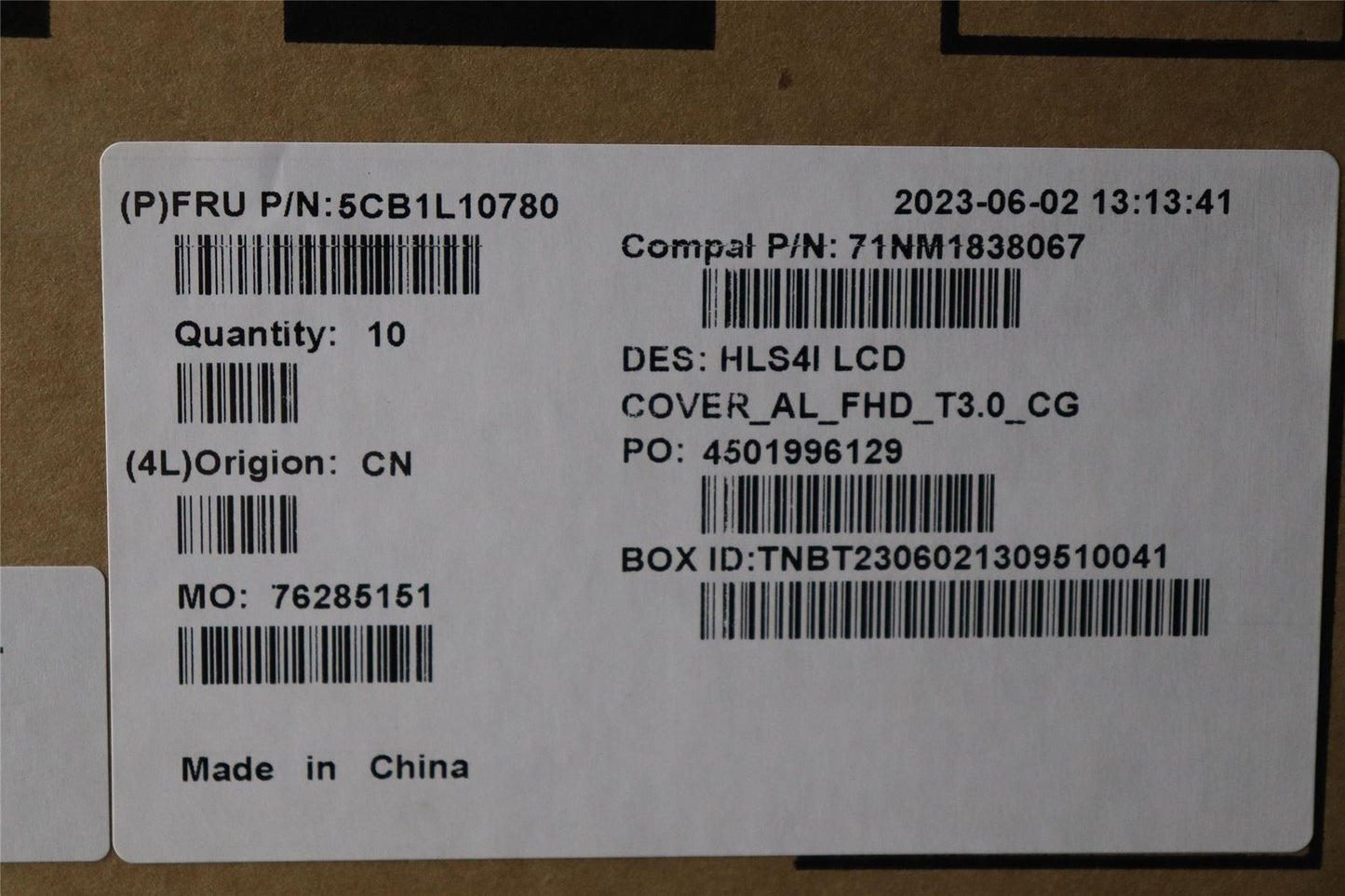 Lenovo LCD Cover W/Ant C82XD T30FHD AL CG 5CB1L10780