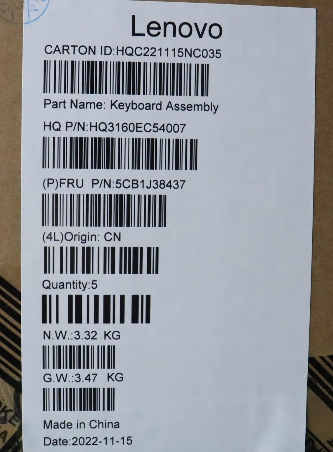Lenovo Yoga 7 16ARH7 Palmrest Cover Touchpad Keyboard French 5CB1J38437